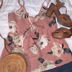 Shein curve floral chiffon cami top